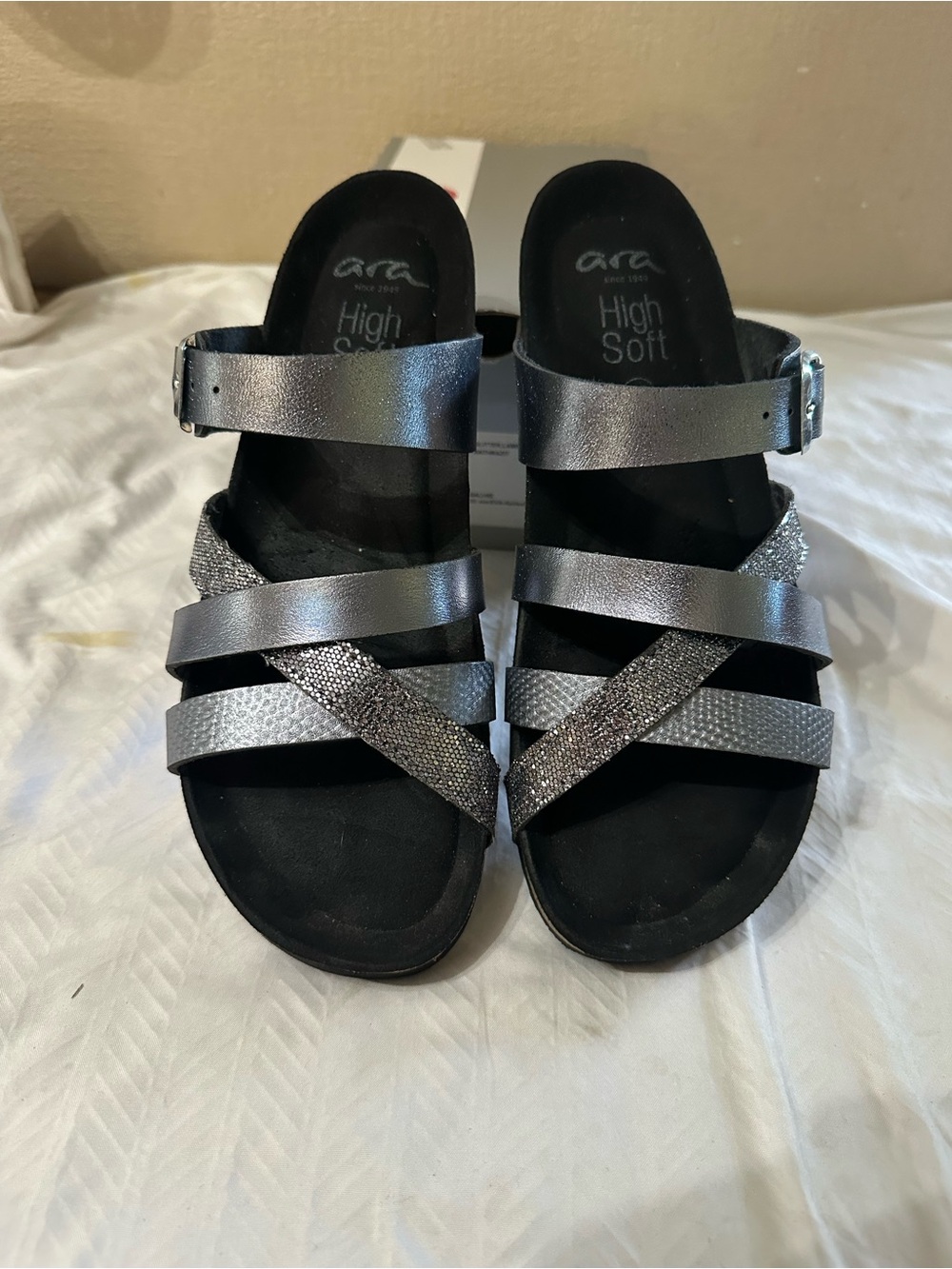 Ara Glitter Slip On Sandals.